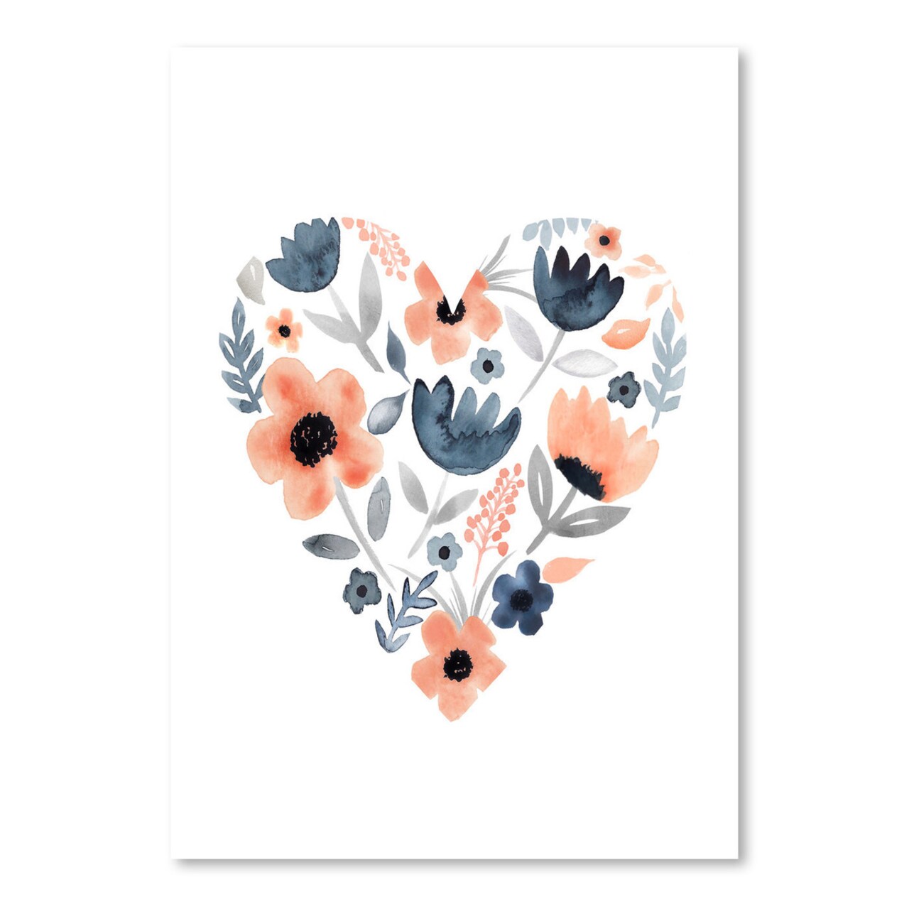 Heart Coral Navy by Lisa Nohren  Poster Art Print - Americanflat